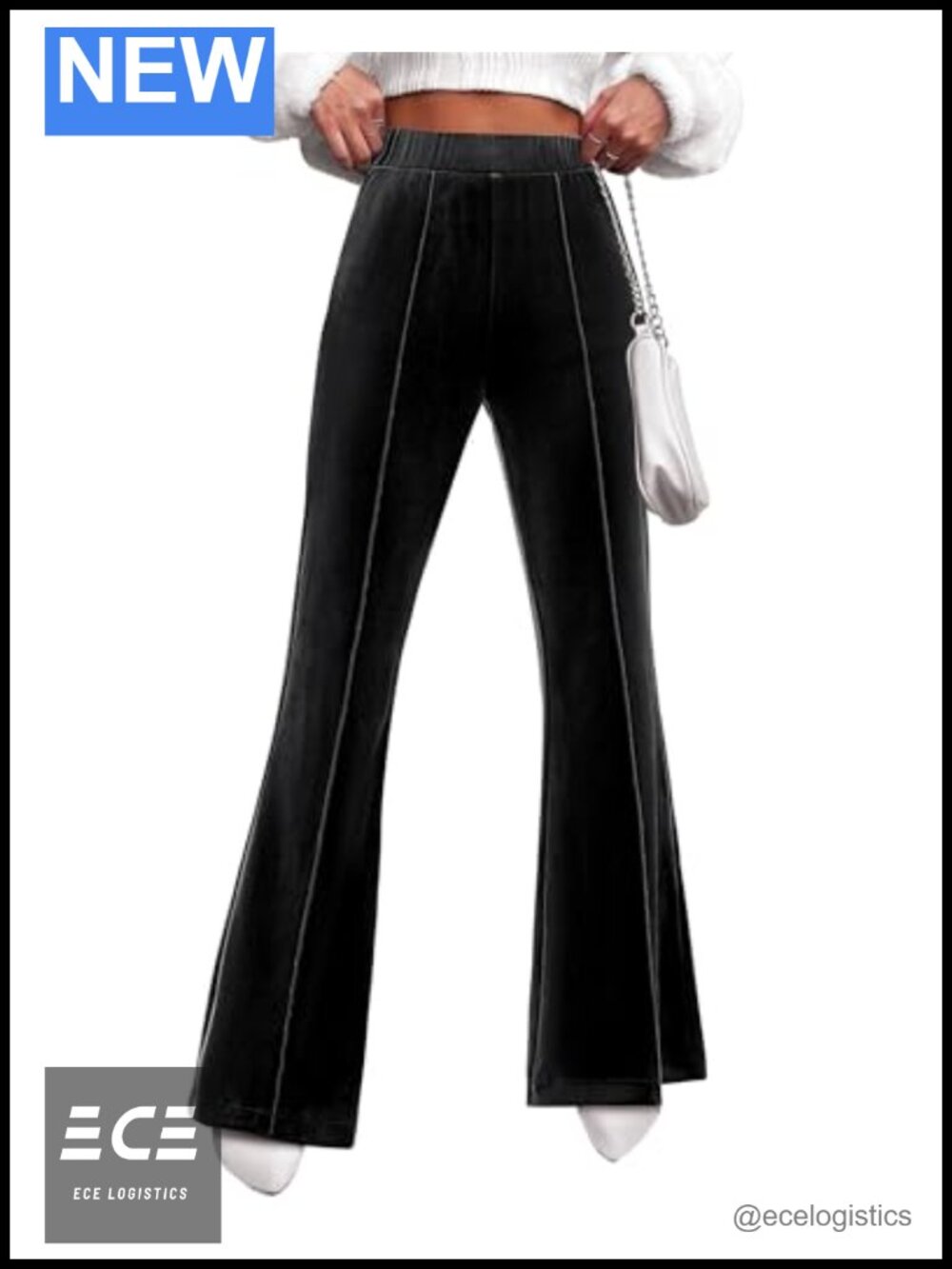 Velvet Flare Pants High Waisted Wide Leg Pull On Trousers